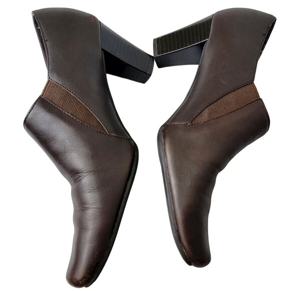 Aerosoles Leather Block Heels Women 8.5 Brown Shoes Formal Work Slip On Loafers - Picture 7 of 14